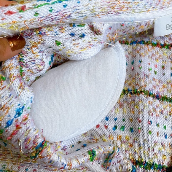 💐 ELEGANCE WHITE MULTI TWEED KNIT SWEATER BLAZER! - Picture 14 of 16